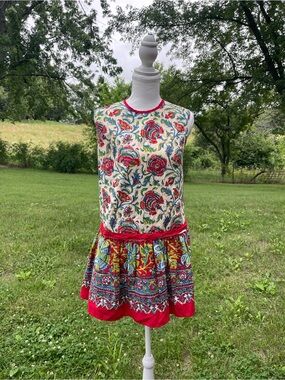 Vintage 1960s/1970s Sears 2-in-1 Romper Playsuit & Removable Skirt Set - Size 10